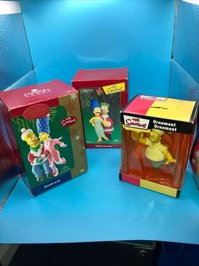 Lot Of 3 Ornaments The Simpson With Boxes